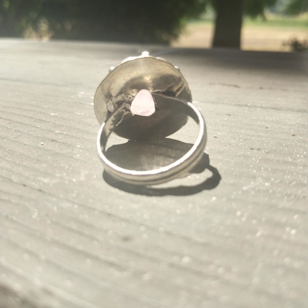 Rose Quart Sterling Silver Ring size 8 - Picture 2 of 3